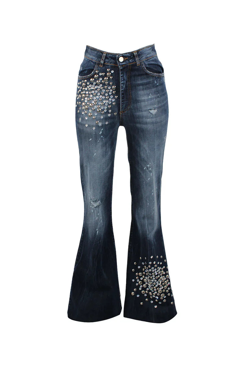 Jeans zampa strass Odi