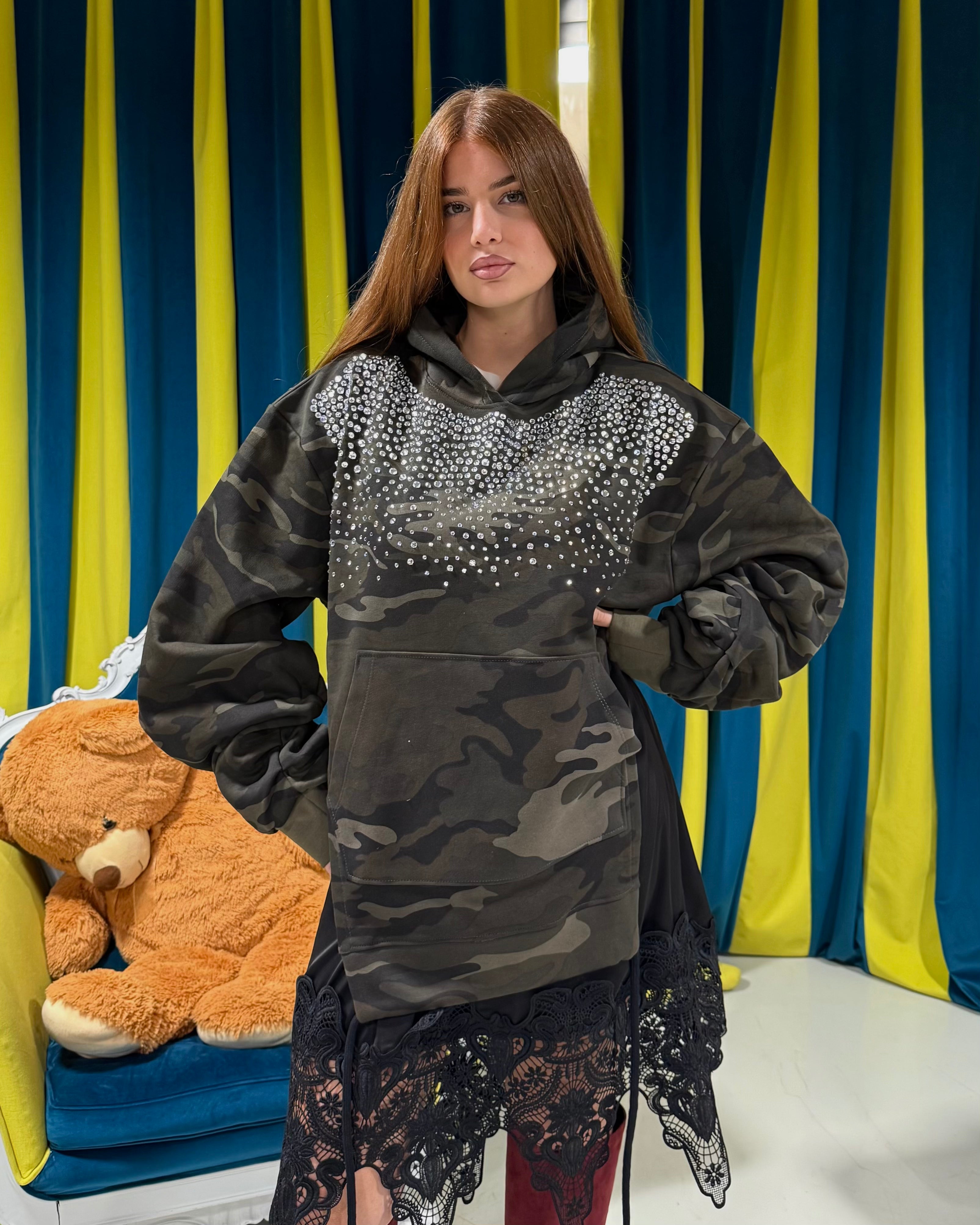 Felpa strass odi et amo