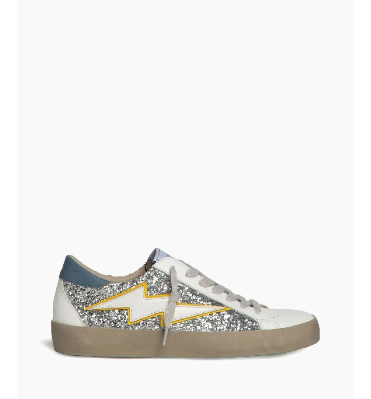 Scarpa Scarpe Ginnastica Glitter Sneakers Azzurre Con Suola