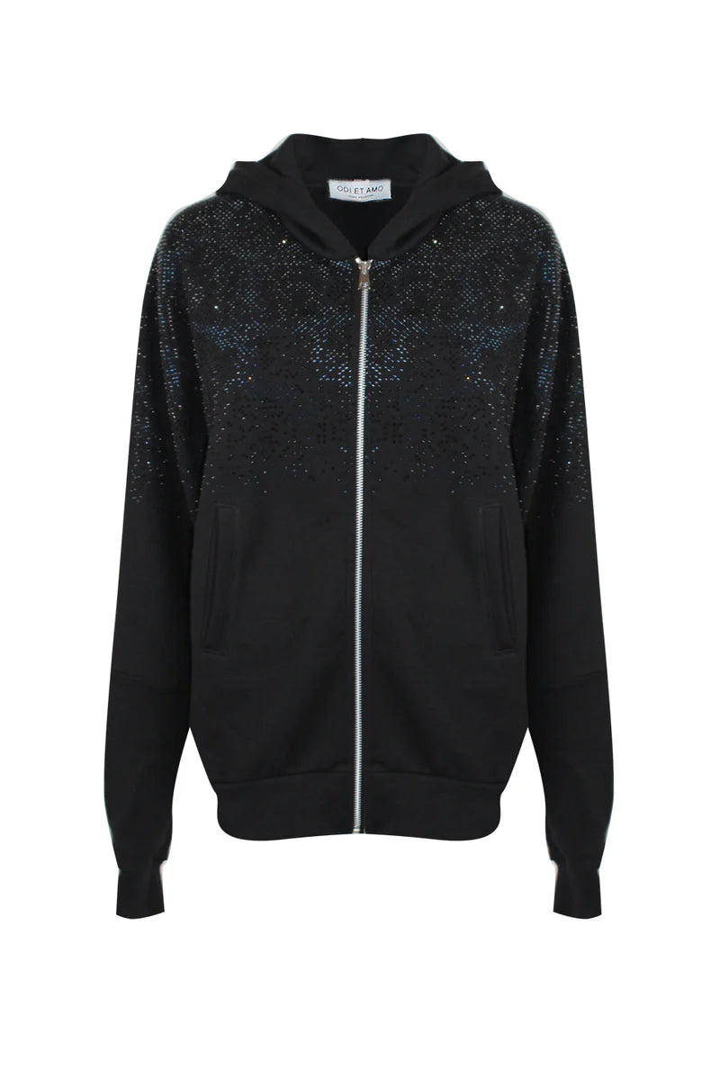 Felpa zip e strass