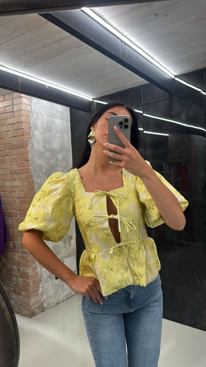 Camicia broccata gialla