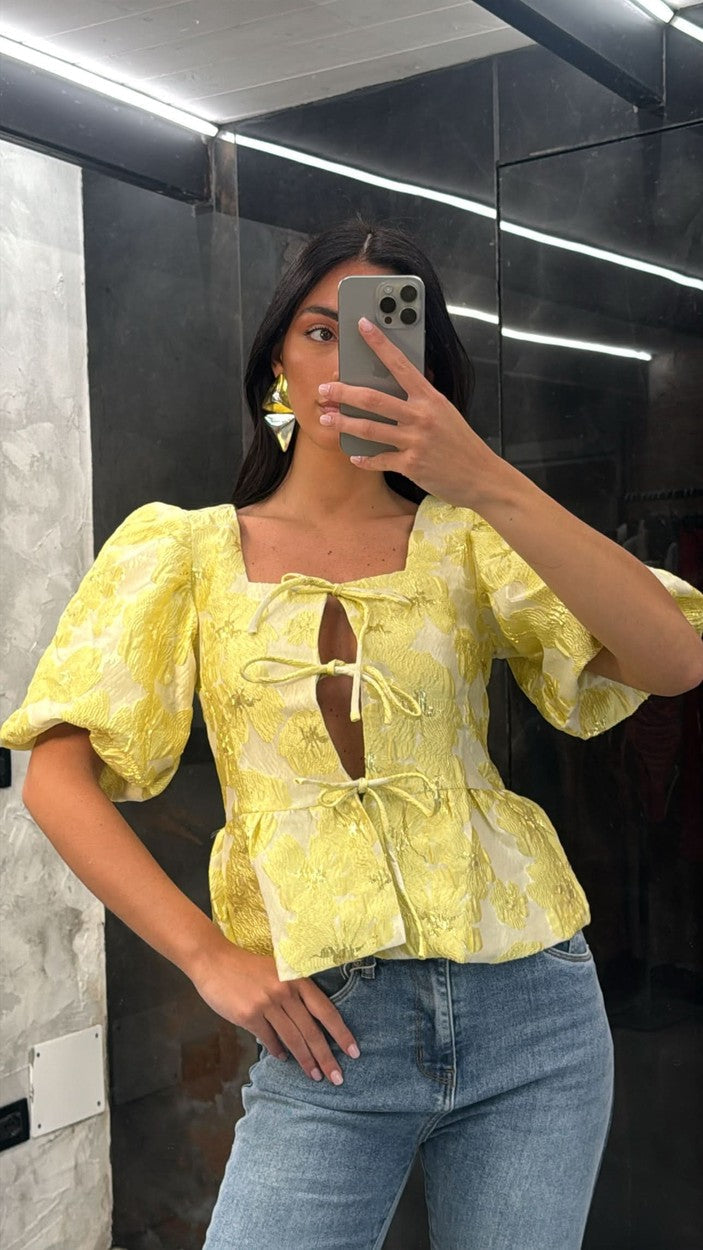 Camicia broccata gialla