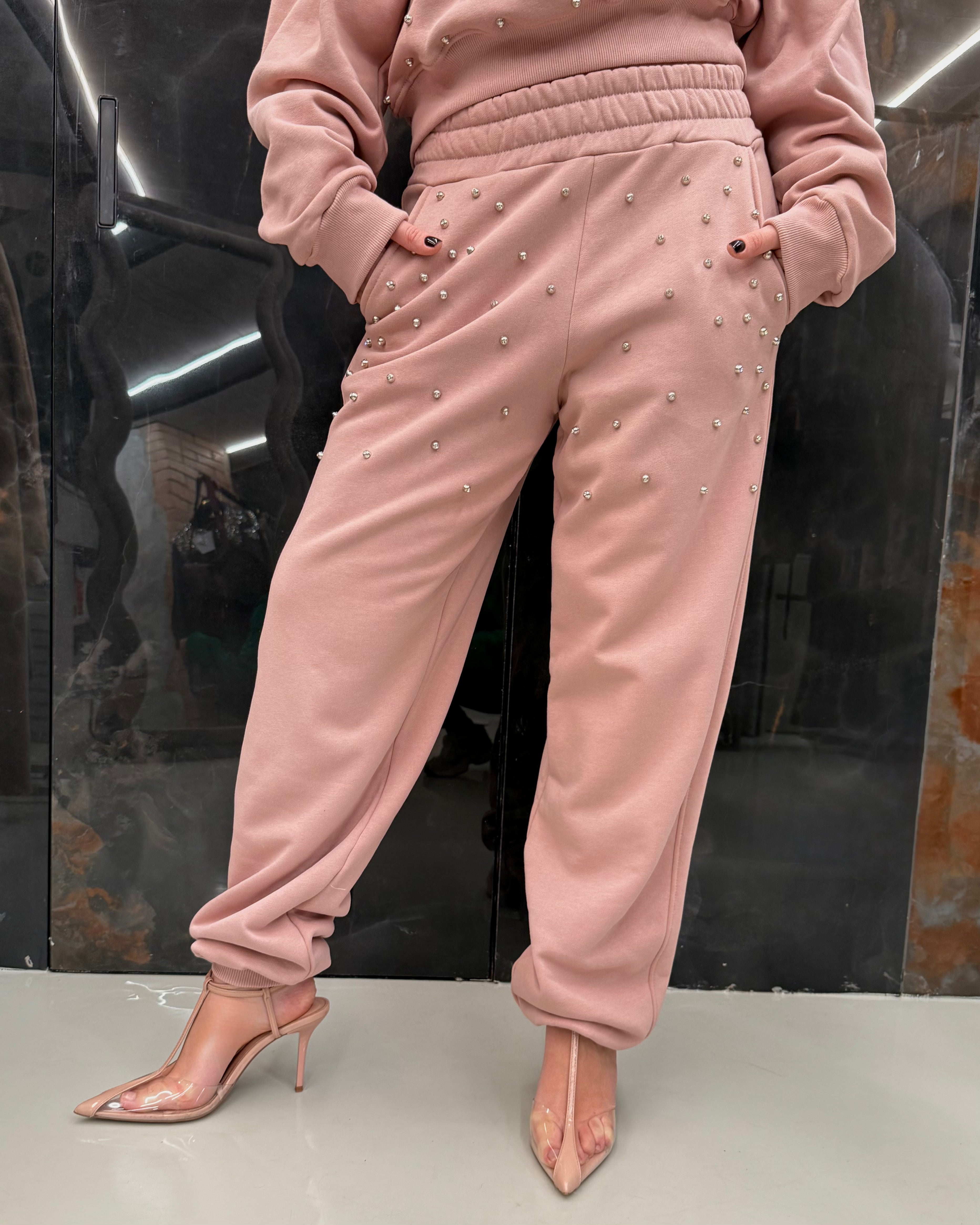 Pantalone strass perla odi et amo