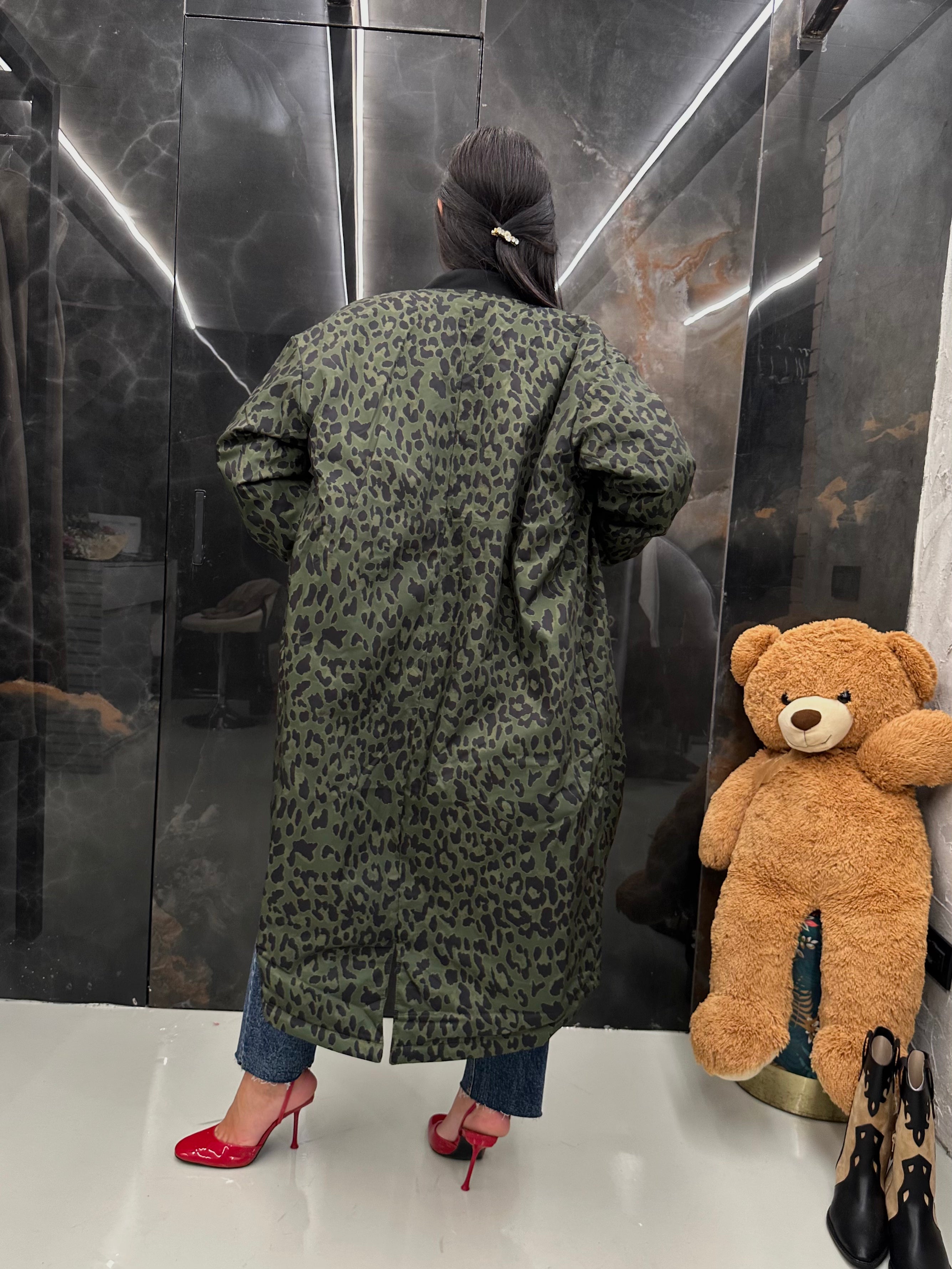 Piumino lungo double face verde militare - THE SECRET LOFT