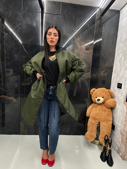 Piumino lungo double face verde militare - THE SECRET LOFT
