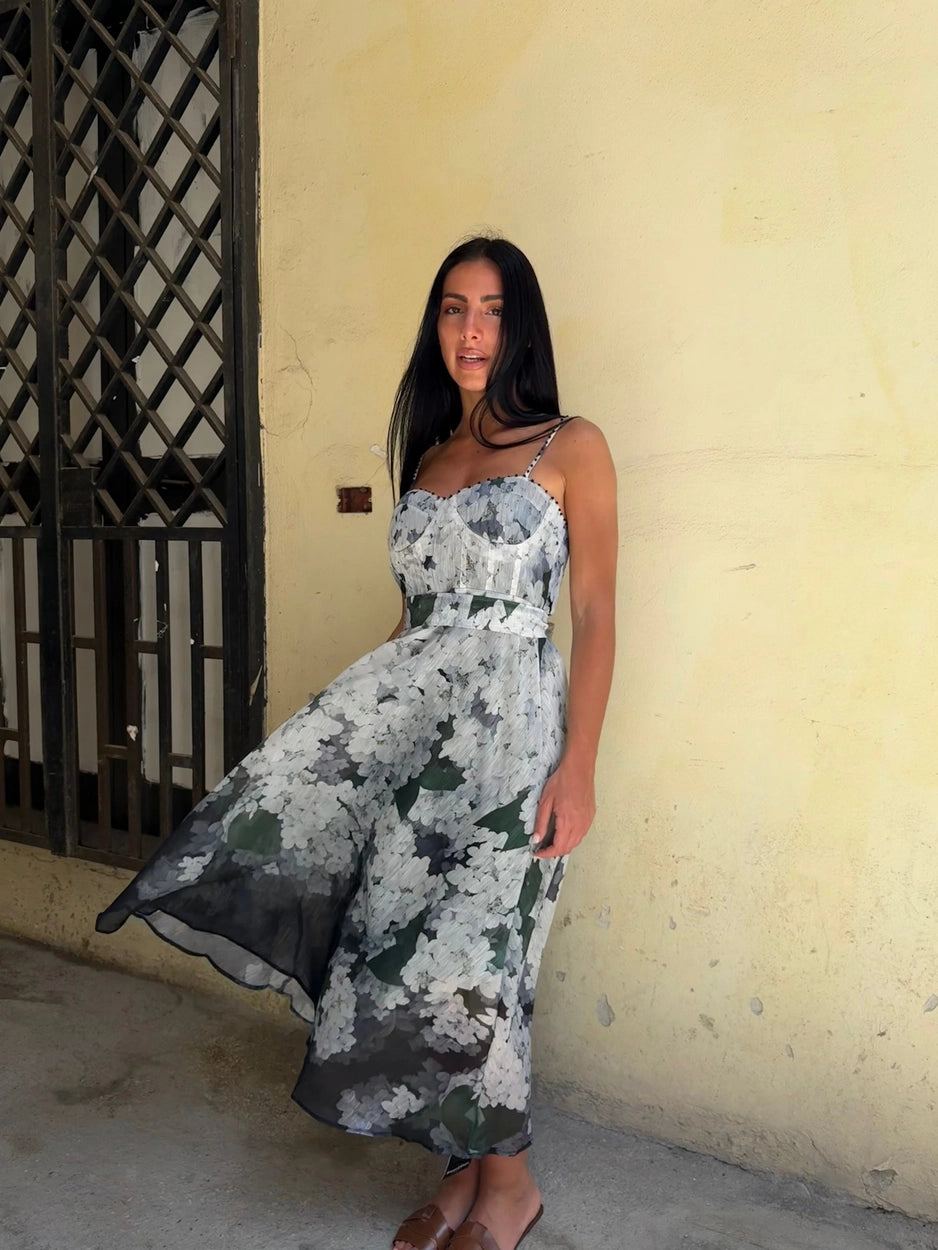 Abito fiori verde