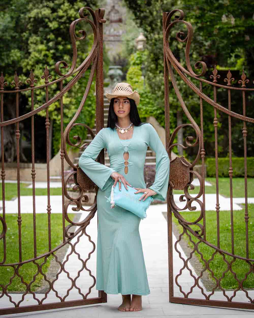 Abito lungo lurex cotazur