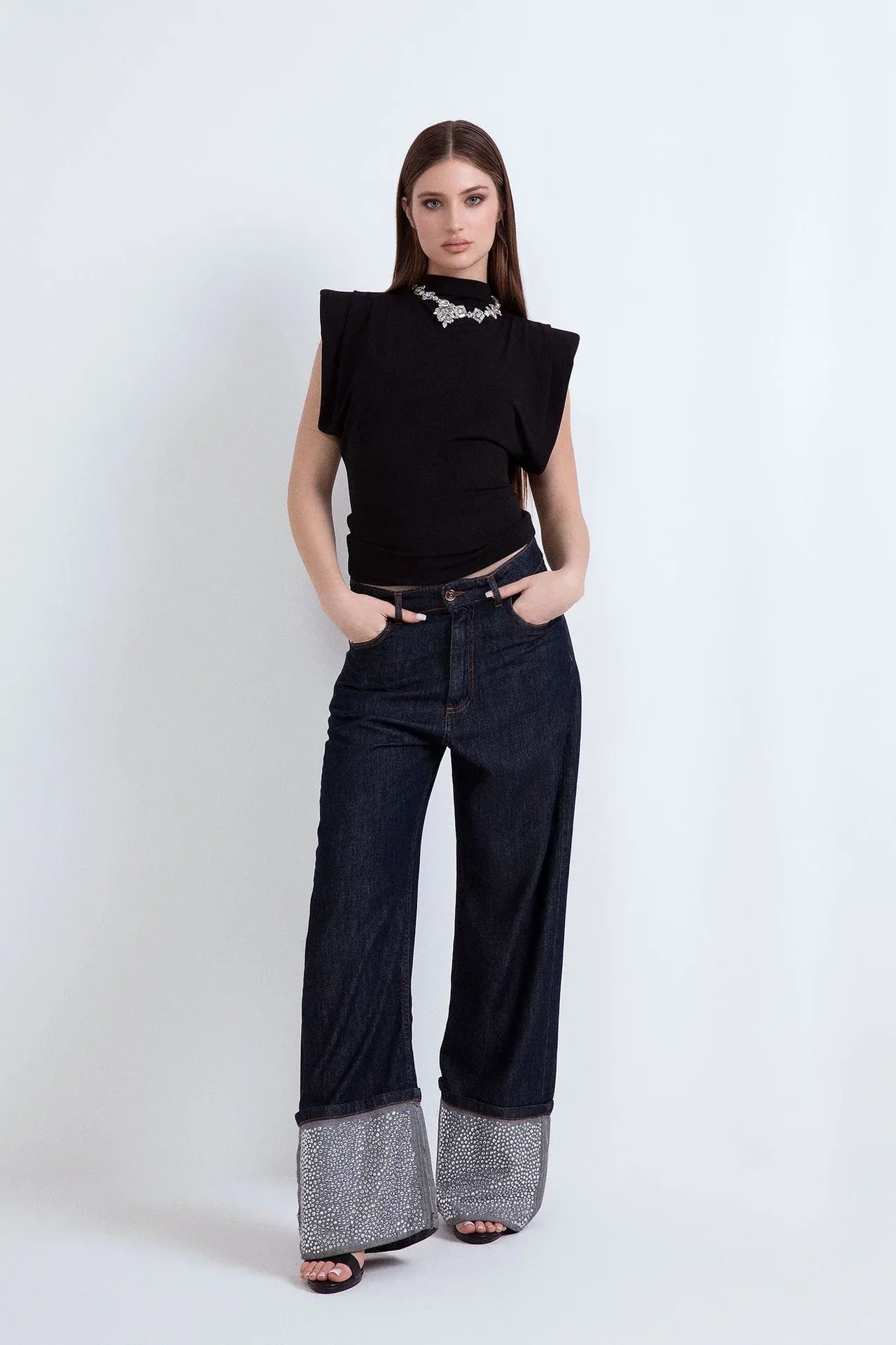 Jeans strass odi et amo