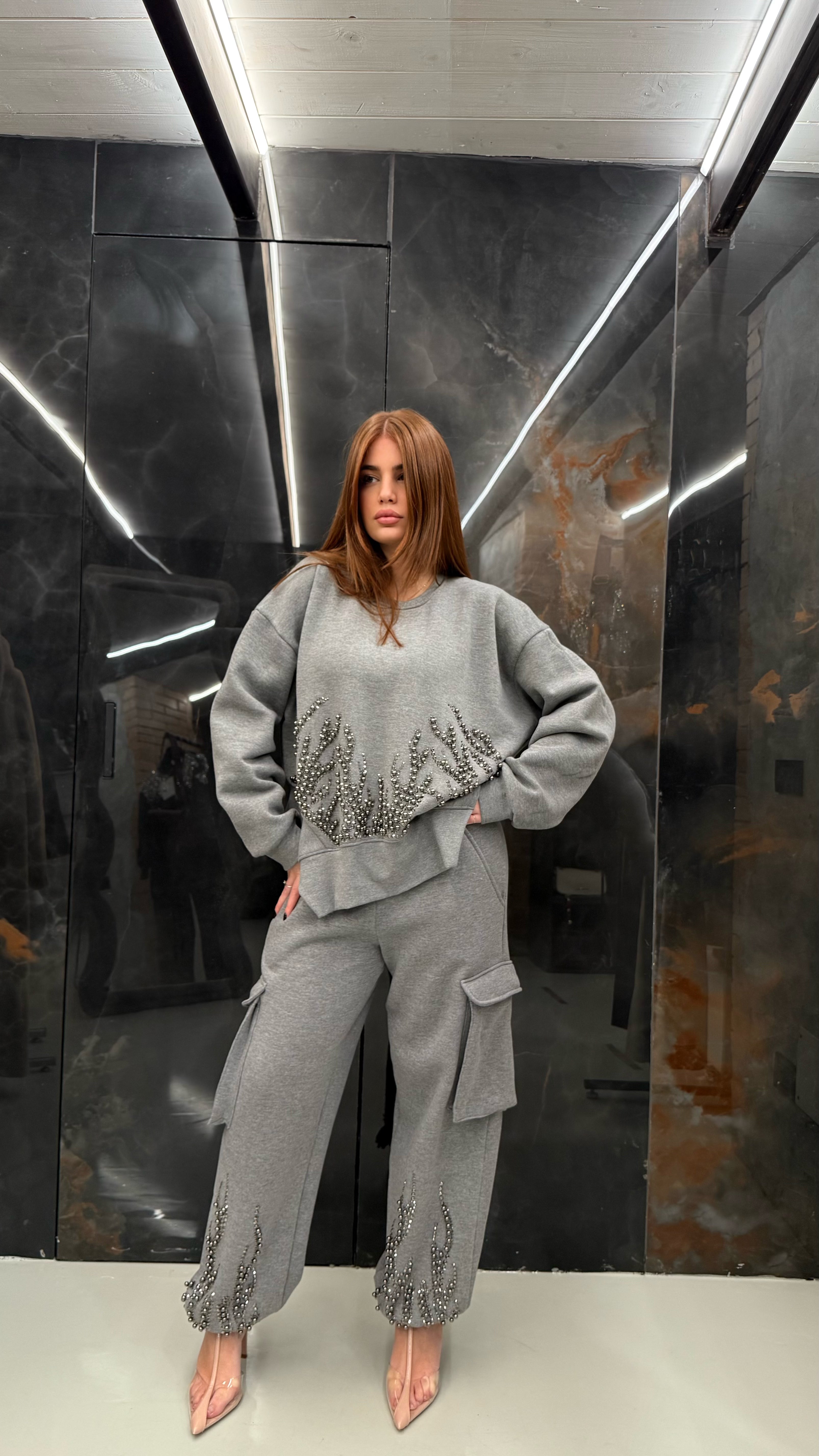 Felpa  oversize cristalli odi et amo