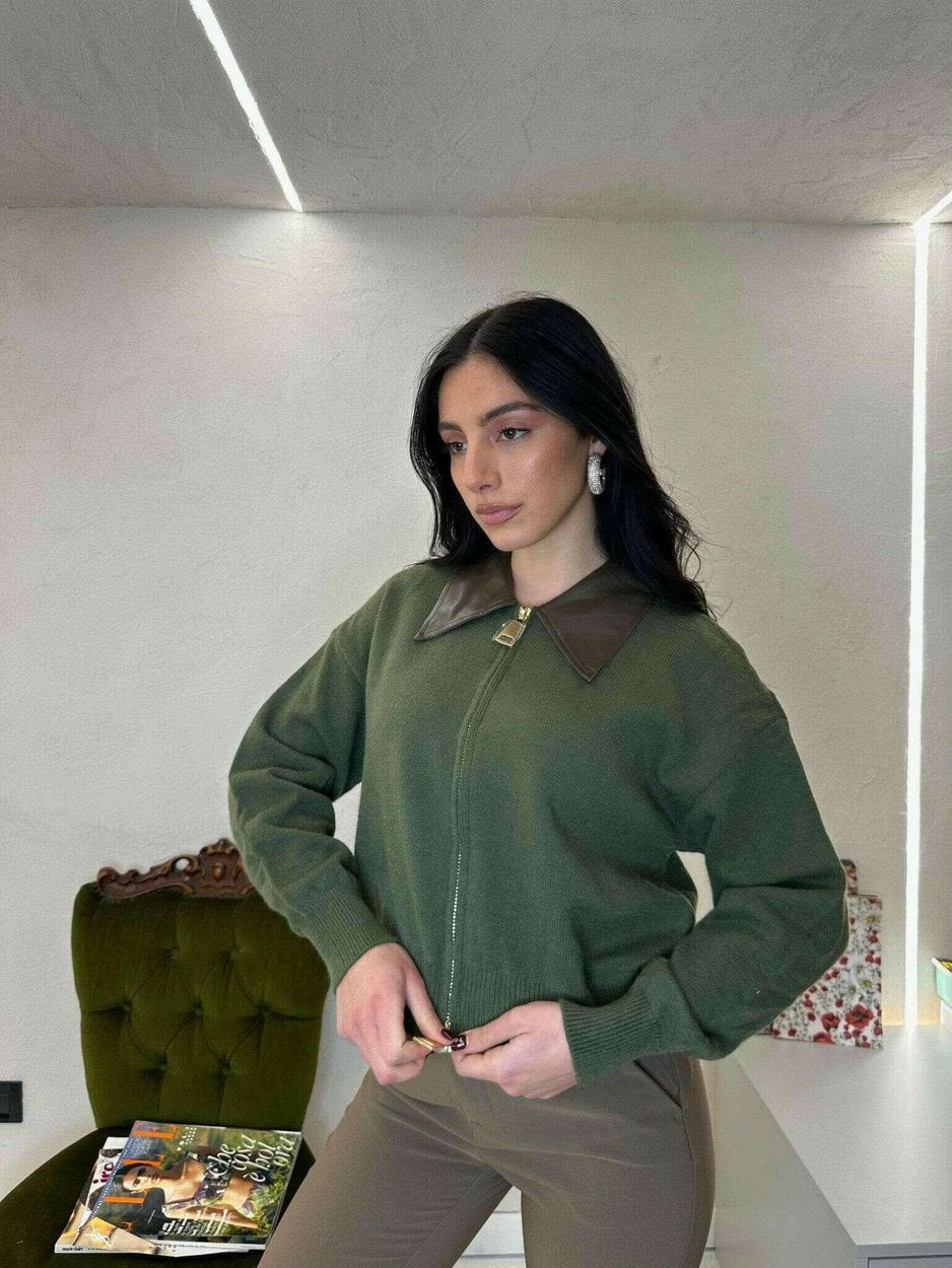 Cardigan con colletto in ecopelle - Cardigan - THE SECRET LOFT